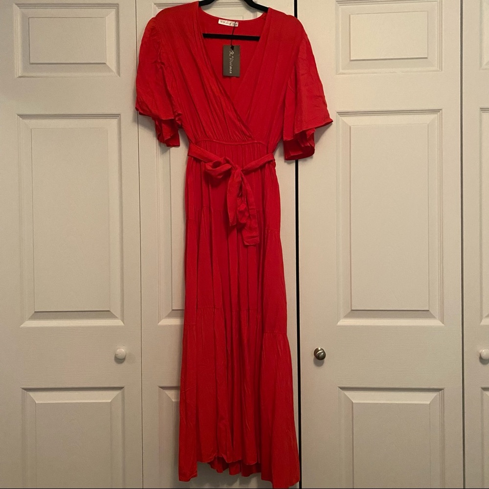 NWT R. Vivimos Wrap Top Red Maxi Dress - Picture 2 of 8